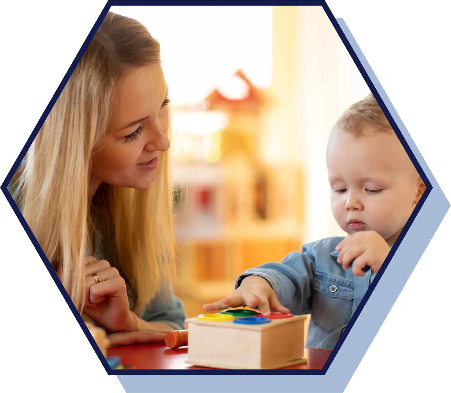 women talking to a child