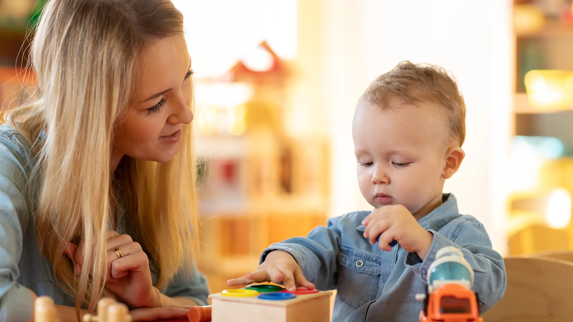 Women interacting with a child