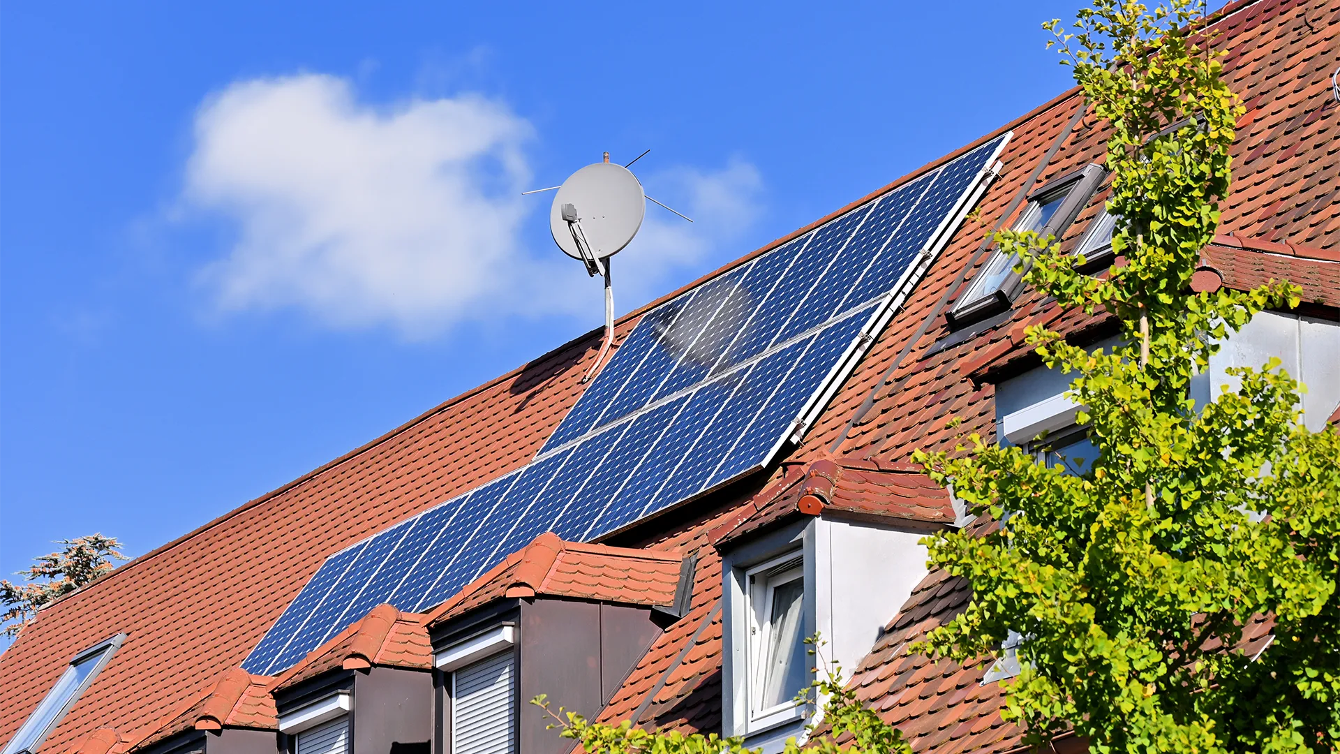 Solar panels on roof